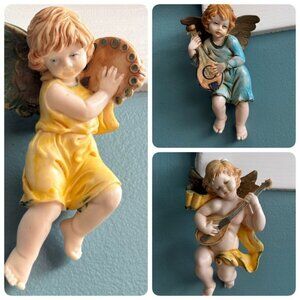 3 Vintage Fontanini Lello Simonelli Musical Cherub Angels Ornaments Italy
